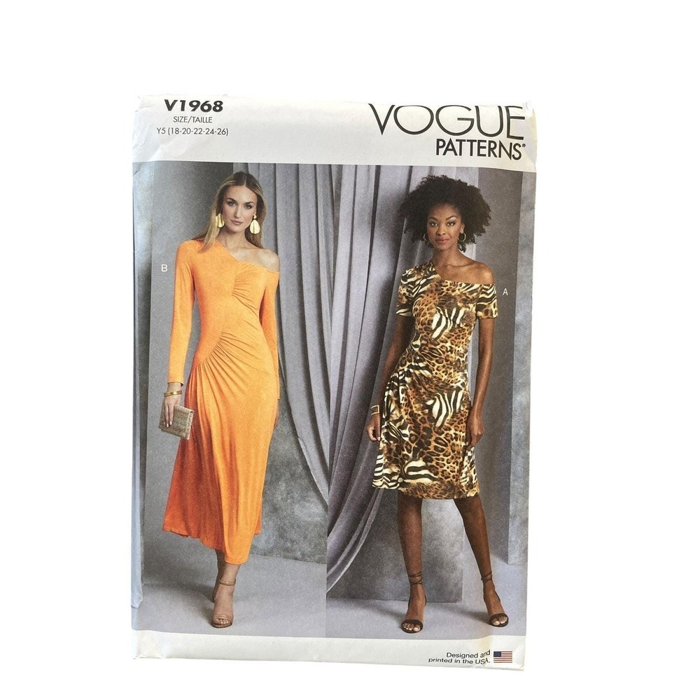 Vogue Patterns V1968 Misses' Knit Dresses Y5 (18-26) Asymmetric Gathering